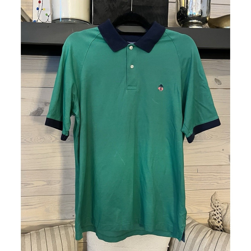 Brooks Brothers‎ Men's Green Blue Embroidered pig Logo Polo Shift- Size Medium